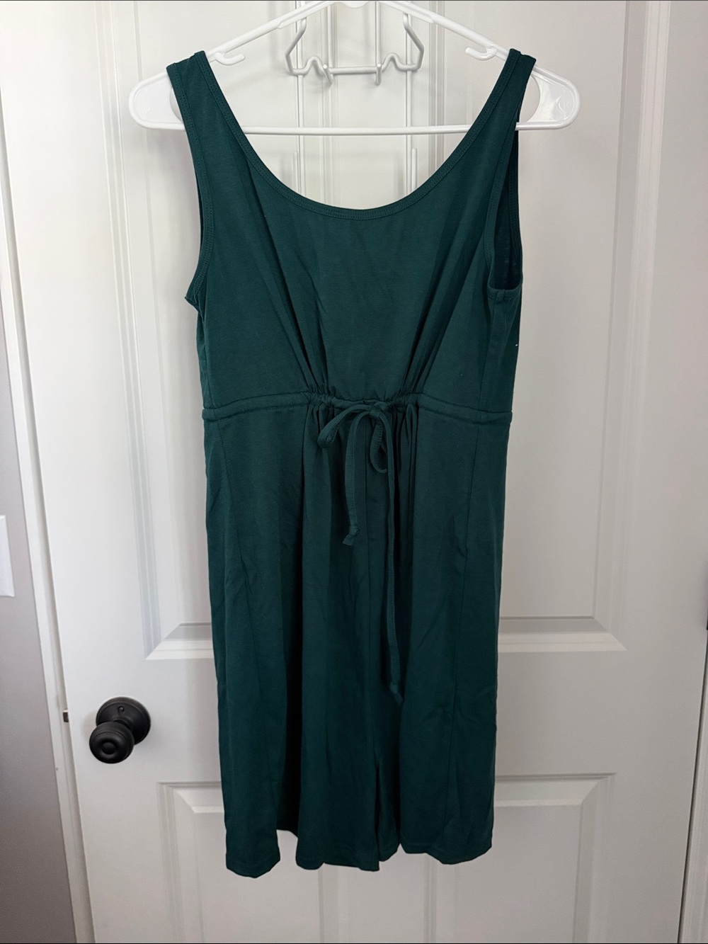 Sleeveless Drawstring Maternity Romper in Teal Green